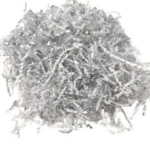 Gift Crinkle Paper Fill  -2 Bags of  SILVER and WHITE Crinkle 12 oz each